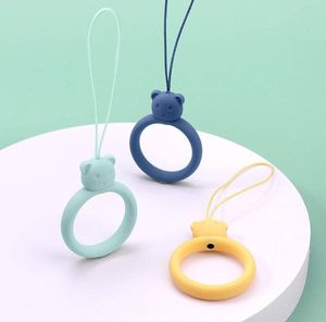 Hurtel Silikonowa smycz do telefonu zawieszka miś niedźwiadek ring na palec pomarańczowy 14