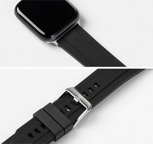 Ringke Ringke Rubber One silikonowa bransoleta opaska pasek do zegarka smartwatch Watch 6 44mm / Watch 5 44mm / Watch 4 44mm / Watch SE 44mm czarny (AW-B-44-10) 2