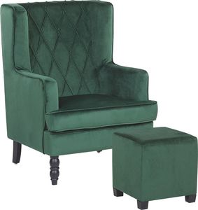 Shumee Welurowy fotel z podnóżkiem zielony SANDSET 1