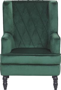 Shumee Welurowy fotel z podnóżkiem zielony SANDSET 3