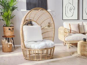 Shumee Rattanowy fotel kokon beżowy LIDO 2