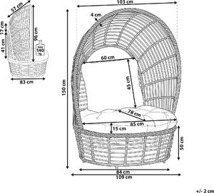 Shumee Rattanowy fotel kokon beżowy LIDO 8