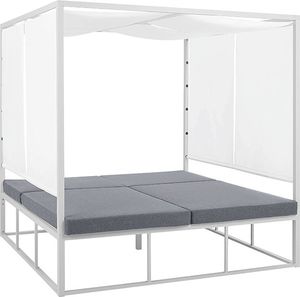 Shumee Łóżko ogrodowe z baldachimem biało-szare PALLANZA 2