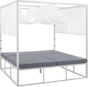 Shumee Łóżko ogrodowe z baldachimem biało-szare PALLANZA 3