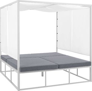 Shumee Łóżko ogrodowe z baldachimem biało-szare PALLANZA 4