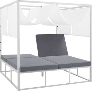 Shumee Łóżko ogrodowe z baldachimem biało-szare PALLANZA 5