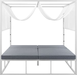 Shumee Łóżko ogrodowe z baldachimem biało-szare PALLANZA 6