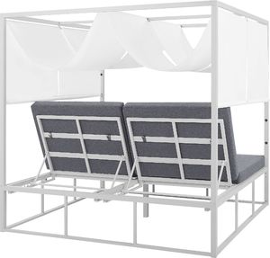 Shumee Łóżko ogrodowe z baldachimem biało-szare PALLANZA 7