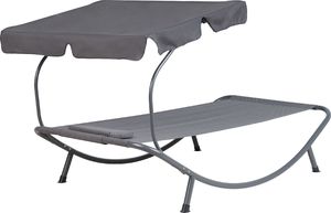 Shumee Leżak ogrodowy z daszkiem szary TERNO 5