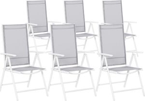 Shumee Zestaw 6 krzeseł ogrodowych regulowanych szary CATANIA 1
