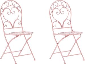 Shumee Zestaw 2 krzeseł ogrodowych metalowy różowy ALBINIA 1
