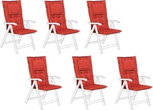 Shumee Zestaw 6 poduszek na krzesła ogrodowe czerwony TOSCANA/JAVA 1