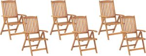 Shumee Zestaw 6 krzeseł ogrodowych drewniany jasny JAVA 1