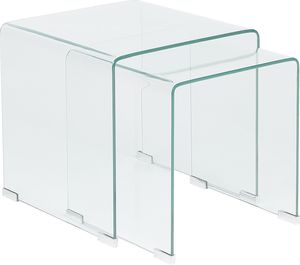 Shumee Zestaw 2 szklanych stolików przezroczysty KENDALL 3