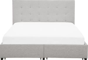 Shumee Łóżko z szufladami tapicerowane 160 x 200 cm jasnoszare LA ROCHELLE 5