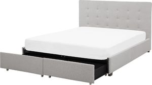Shumee Łóżko z szufladami tapicerowane 160 x 200 cm jasnoszare LA ROCHELLE 6