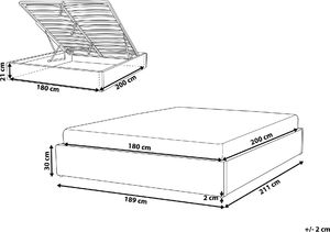 Shumee Łóżko z pojemnikiem tapicerowane 180 x 200 cm beżowe DINAN 9