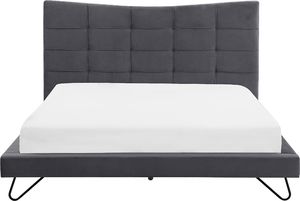 Shumee Łóżko welurowe 160 x 200 cm szare LANNION 2