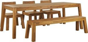 Shumee Zestaw ogrodowy akacjowy stół ławka i krzesła jasne drewno LIVORNO 1