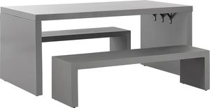 Shumee Zestaw ogrodowy betonowy stół 2 ławki kształt litery U szary TARANTO 1