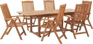 Shumee Zestaw ogrodowy drewniany stół i 6 krzeseł JAVA 1