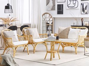 Shumee Zestaw ogrodowy rattanowy 4-osobowy beżowy SIBARI 2