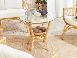 Shumee Zestaw ogrodowy rattanowy 4-osobowy beżowy SIBARI 6