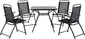 Shumee Zestaw ogrodowy stół i 4 krzesła czarny LIVO 1