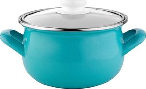 Emalia Pleszew Garnek emaliowany z pokrywką Emalia Polska Pleszew Capri morski 18 cm 3 l 1