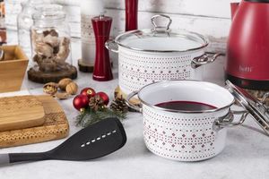 Emalia Pleszew Garnek emaliowany Emalia Polska Pleszew Merry biały 18 cm 3,2 l 4