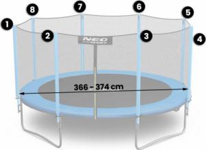 Neo-Sport Siatka zewnętrzna do trampolin 374cm 12ft 2