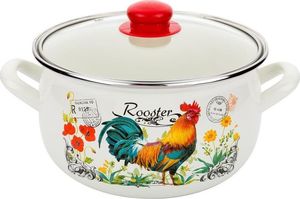 Emalia Pleszew Garnek emaliowany Dekor pyza kogucik 22 cm 5,3 l Emalia Polska Pleszew 1