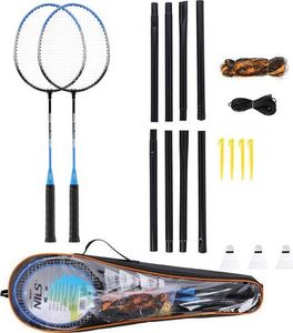 Nils Extreme NRZ012 STEEL / ZESTAW DO BADMINTONA 2 RAKIETY + 3 LOTKI + SIATKI 195x22cm + POKROWIEC NILS 7