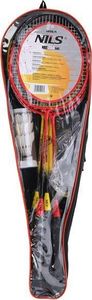 Nils Extreme NRZ264 ALUMINIUM / ZESTAW DO BADMINTONA 4 RAKIETY + 3 LOTKI Z PIÓR + SIATKA 600x60cm + POKROWIEC NILS 6
