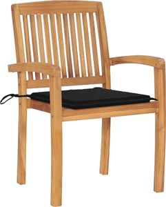 vidaXL Sztaplowane krzesła ogrodowe z poduszkami, 8 szt., tekowe 3