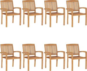 vidaXL Sztaplowane krzesła ogrodowe z poduszkami, 8 szt., tekowe 2
