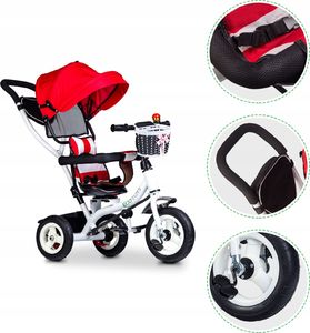 Ecotoys Rowerek Trójkołowy Obracany Czerwony 6