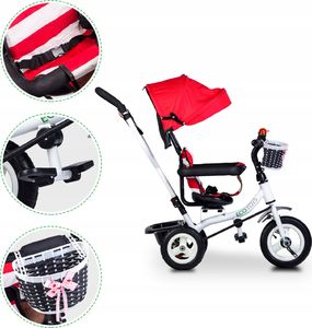 Ecotoys Rowerek Trójkołowy Obracany Czerwony 7