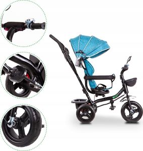 Ecotoys Rowerek trójkołowy, obracane siedzisko, niebieski 9
