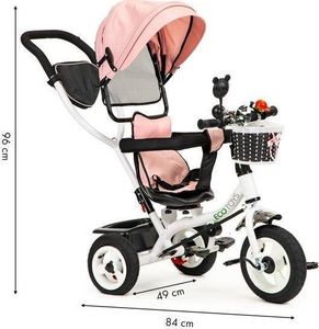 Ecotoys Rower trójkołowy obracany daszek pompowane koła 10