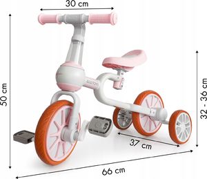 Ecotoys Rower rowerek biegowy 4w1 Pedały Kółka boczne 9
