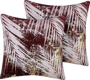 Shumee Zestaw 2 poduszek dekoracyjnych w palmy 45 x 45 cm burgundowy CALLA 1