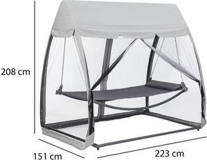 ModernHome Hamak leżanka huśtawka leżak ogrodowy z moskitierą 8