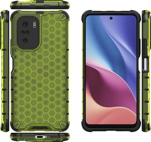 Hurtel Honeycomb etui pancerny pokrowiec z żelową ramką Xiaomi Redmi K40 Pro+ / K40 Pro / K40 / Poco F3 zielony 2
