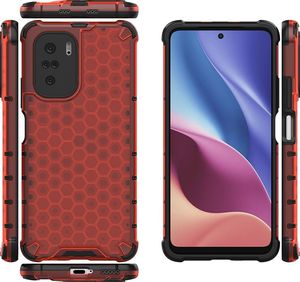 Hurtel Honeycomb etui pancerny pokrowiec z żelową ramką Xiaomi Redmi K40 Pro+ / K40 Pro / K40 / Poco F3 czerwony 2