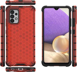 Hurtel Honeycomb etui pancerny pokrowiec z żelową ramką Samsung Galaxy A32 4G czerwony 2