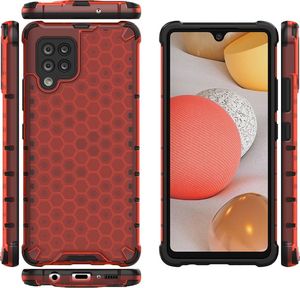 Hurtel Honeycomb etui pancerny pokrowiec z żelową ramką Samsung Galaxy A42 5G czerwony 2