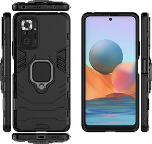 Hurtel Ring Armor pancerne hybrydowe etui pokrowiec + magnetyczny uchwyt Xiaomi Redmi Note 10 Pro czarny 3