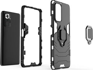 Hurtel Ring Armor pancerne hybrydowe etui pokrowiec + magnetyczny uchwyt Xiaomi Redmi Note 10 Pro czarny 5