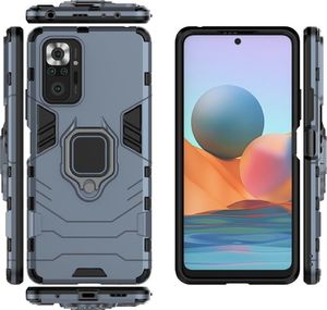 Hurtel Ring Armor pancerne hybrydowe etui pokrowiec + magnetyczny uchwyt Xiaomi Redmi Note 10 Pro niebieski 3